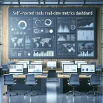 "Real-time metrics dashboard showcasing data visualization tools, featuring colorful graphs and charts for effective data analysis in self-hosted environments."